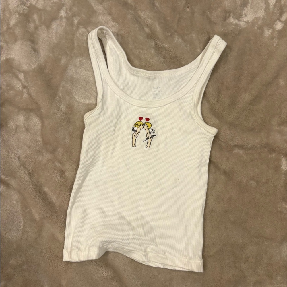 Brandy Melville White Tank Top with Graphic
